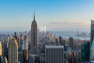 Foto op Plexiglas Empire State Building Uitzicht op de stad New York van Downtown met Empire State Building en One World Trade Center