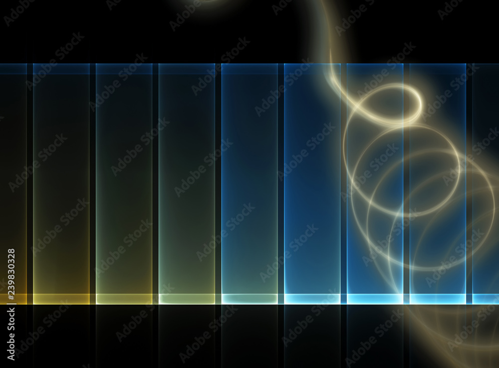Poster Dark abstract fractal template with translucent plates and spiral