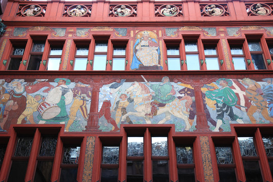 Detail of the paintings inside the Basel town hall, Switzerland