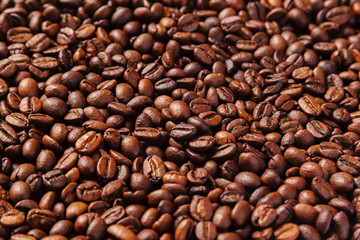 Background texture of roasted coffee beans