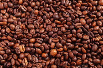 Background texture of roasted coffee beans