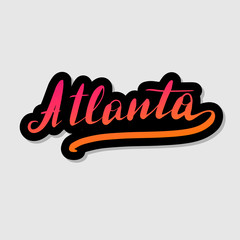 Handwritten lettering typography Atlanta. Drawn