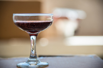 Wine glass on blur background.