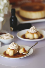 Cream jelly served with milk liqueur
