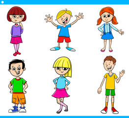 cartoon teens and children characters set