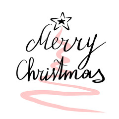 Fototapeta premium Lettering Merry Christmas vector illustration.