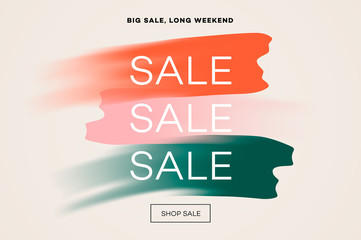 Sale banner template, big sale, online shopping, vector illustration.