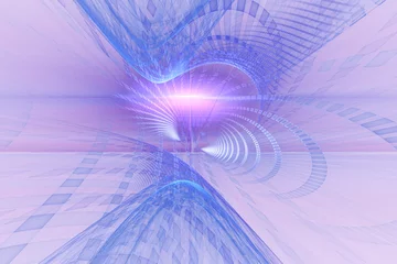 Fototapeten Lila sunrise in cyberspace, abstract futuristic landscape  © LanaPo