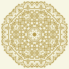 Elegant ornament in classic style. Abstract traditional round golden pattern with oriental elements. Classic vintage pattern