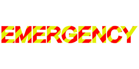 Text emergency diagonal stripes red and yellow vector emergency word