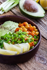 Healthy chickpea avocado quinoa bowl