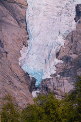 View from the glacier Briksdalsbreen one of the most accessible and best known arms of the Jostedalsbreen glacier. Briksdalsbreen is located in the municipality of Stryn in Sogn og Fjordane county. 
