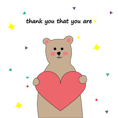 card with a Teddy bear that is holding a heart