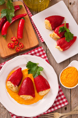 Stuffed piquillo peppers with cod.