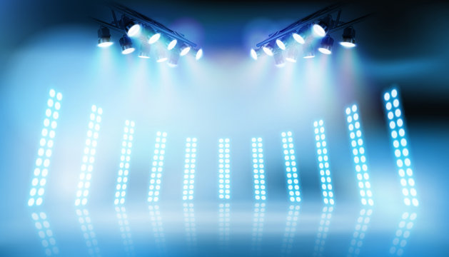 Light show on the stage. Vector illustration.