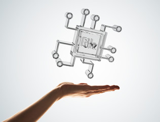 Computer technologies concept with glass GHz symbol