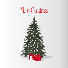 Christmas gifts under the tree on a white background, can be used as a postcard or as a design element for the design of websites, books, printing on fabrics.