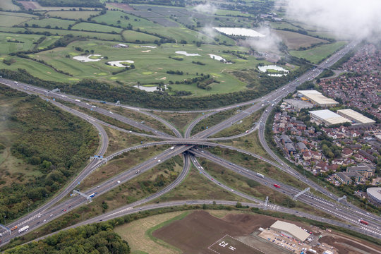 Aerial View of a Major Road Junction