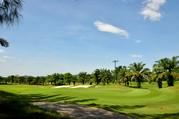 Beautiful Golf  Field with the Blue Sky