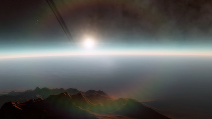 Planet in the space. Colorful art. Solar system. Gradient color. Space wallpaper. Elements of this image furnished by NASA