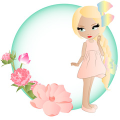 Vector art flower logo and doll