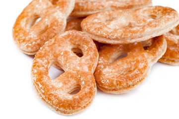 closeup Fresh cookies isolated on white background