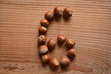 the number 6 shaped with hazelnuts