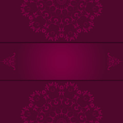 Greeting card with ornament. Invitation card. Abstract beautiful mandala design on background. Template for your design. Vector illustration