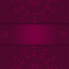 Greeting card with ornament. Invitation card. Abstract beautiful mandala design on background. Template for your design. Vector illustration