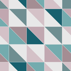 Teal, beige & white triangles geometric seamless vector pattern