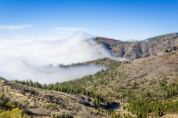 Mountains above the clouds of Tenerife island