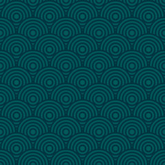 Seamless fish scale pattern Chinese Japanese ethnos ornament, ocean color sea wave vector background