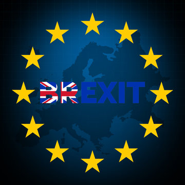 Brexit Word with Britain Exit and Leaving Europe