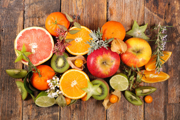Naklejka na ściany i meble assorted fruit and citrus fruit