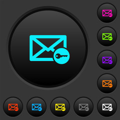 Secure mail dark push buttons with color icons