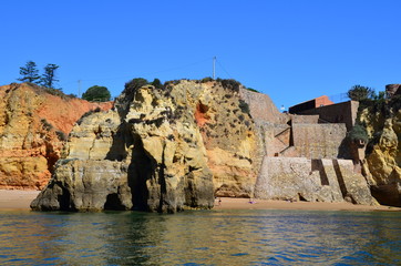 mediterranean beach and cliffs
