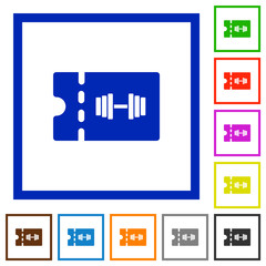 Gym discount coupon flat framed icons