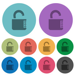 Unlocked combination lock with side numbers color darker flat icons