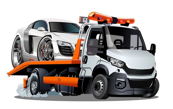 Cartoon tow truck isolated on white background