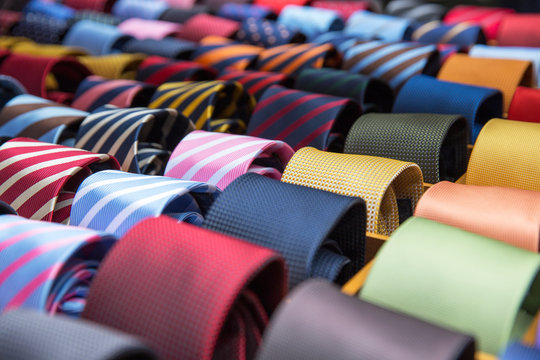 Colorful tie collection in the men's shop - Image
