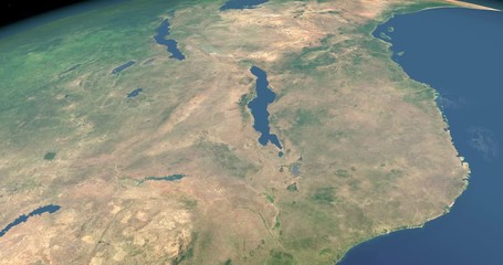 African Great Lakes in planet earth,  aerial view from outer space