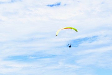 Paraglider Isolated on Blue Skies Near Koh Larn or Coral Island in Pattaya
