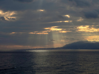 seascape; clouds over the mediterranean ocean
