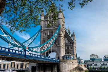 Fototapeta na wymiar The tower bridge against a blue sky, London