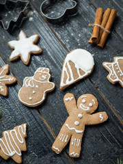ginger Christmas cookies in the form of different attributes of the holiday