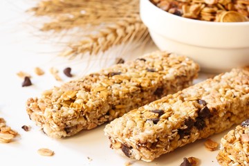 Granola bars close up, selective focus