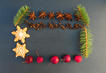 Christmas natural frame decoration.