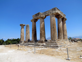 Europe, Greece, Corinth,the ruins of an antique pagan  temple on the site of the ancient city