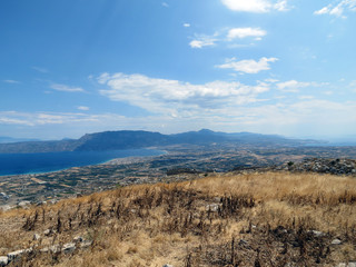 Europe, Greece,Corinth,from the top of the mountain  offers stunning views of the shining world