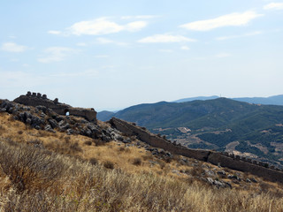 Europe, Greece,Corinth,old walls, waterless slopes  and surrounding hills